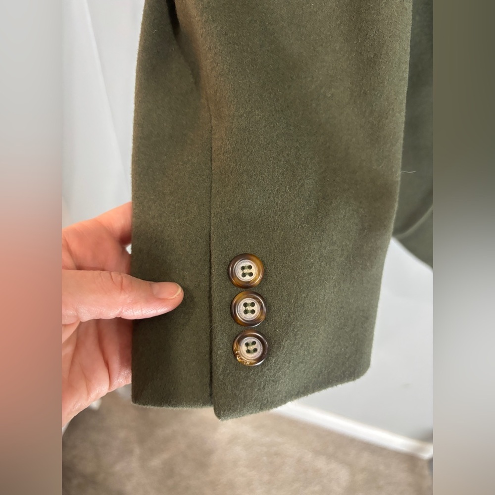 LL Bean Wool Cashmere Blend Green Blazer Jacket Green14 Petite Business - Picture 12 of 12